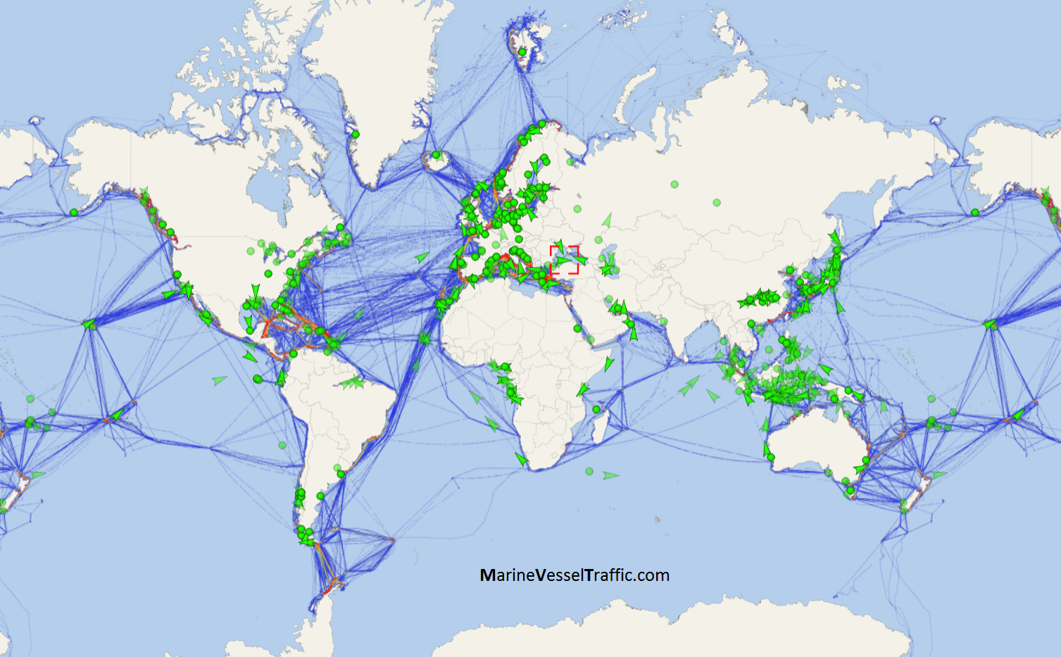 WORLD MAP OF CRUISE SHIPS TRAVEL ROUTES